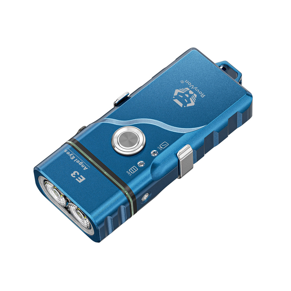 Latarka RovyVon Angel Eyes E3 Aqua Blue Hybrydowa Akumulator i Bateria AAA 700 Lumenów