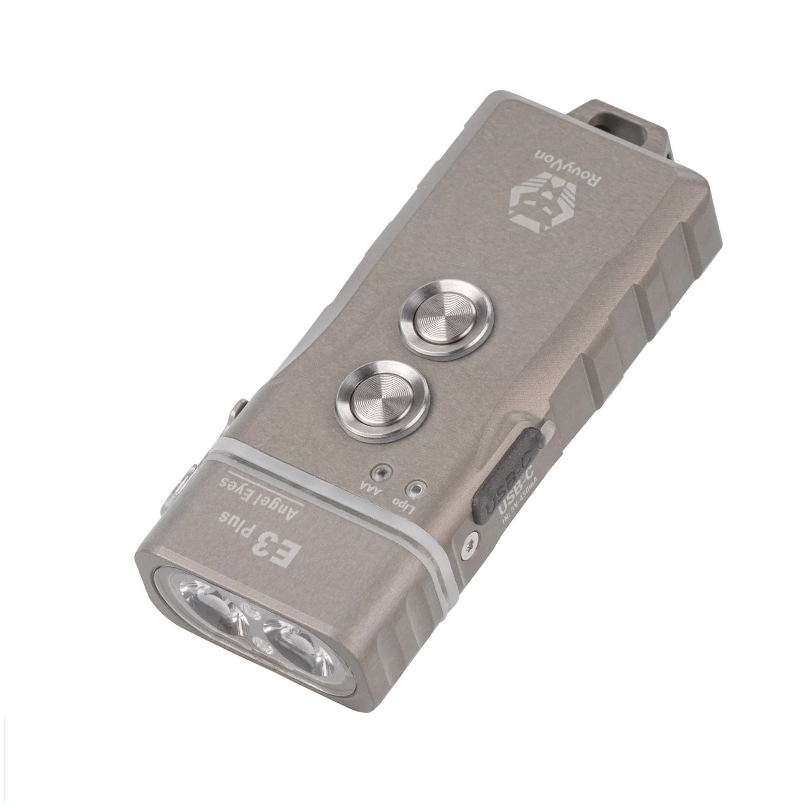 Latarka RovyVon Angel Eyes E3 Plus Desert Tan Hybrydowa Akumulator i Bateria AAA 700 Lumenów