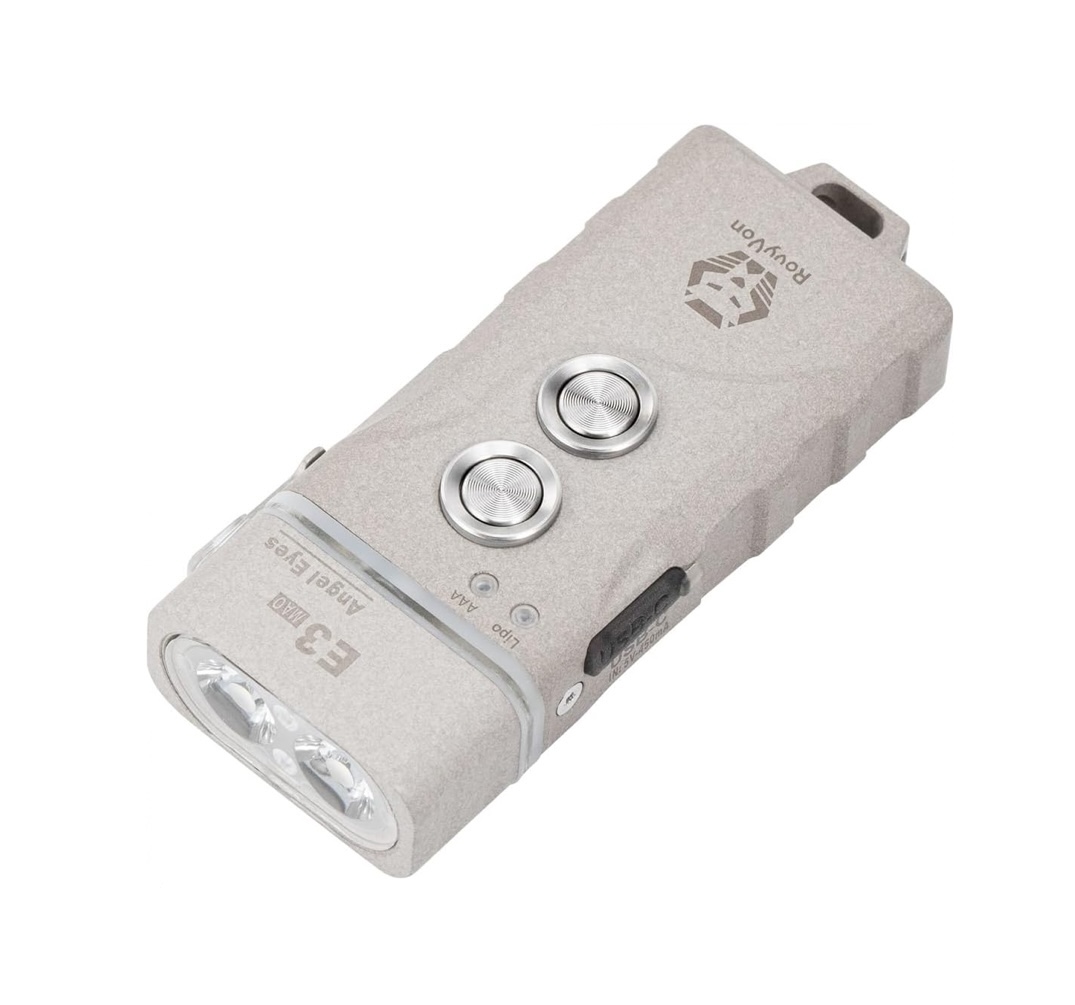 Latarka RovyVon Angel Eyes E3 Plus Marble Grey Hybrydowa Akumulator i Bateria AAA 700 Lumenów