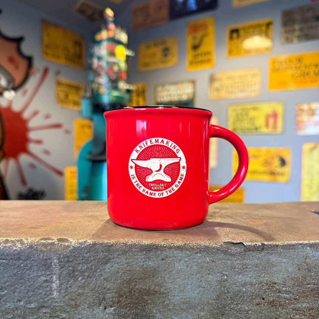 Kubek Trollsky 300 ml 'Knifemaking Is The Name Of The Game' Czerwony