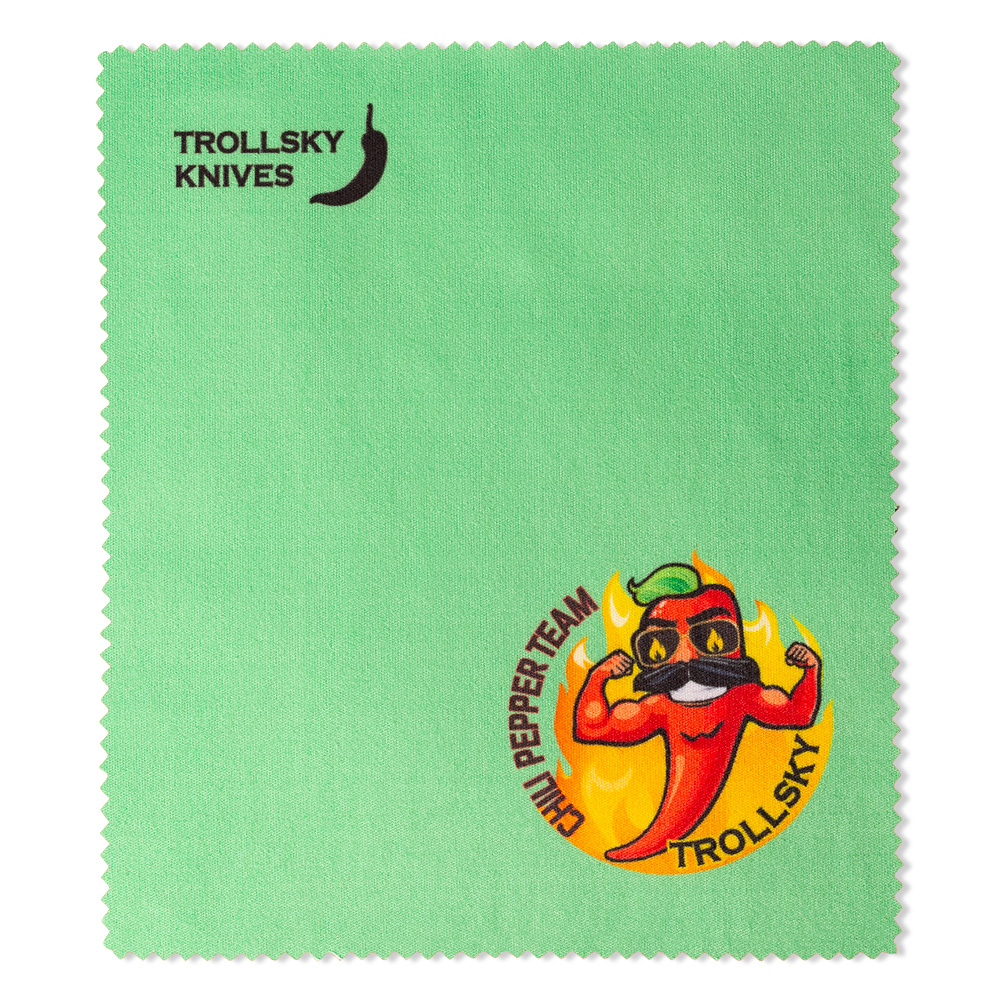 Ściereczka Trollsky Chili Pepper Team z Mikrofibry do Pielęgnacji Ostrzy Noży Okularów Optyki Ekranu Wyświetlaczy Itd. Zielona