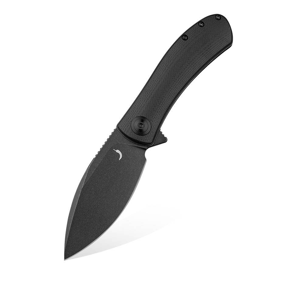 Nóż składany Trollsky Knives Mandu Double Detent Black Stonewashed D2 Black G10