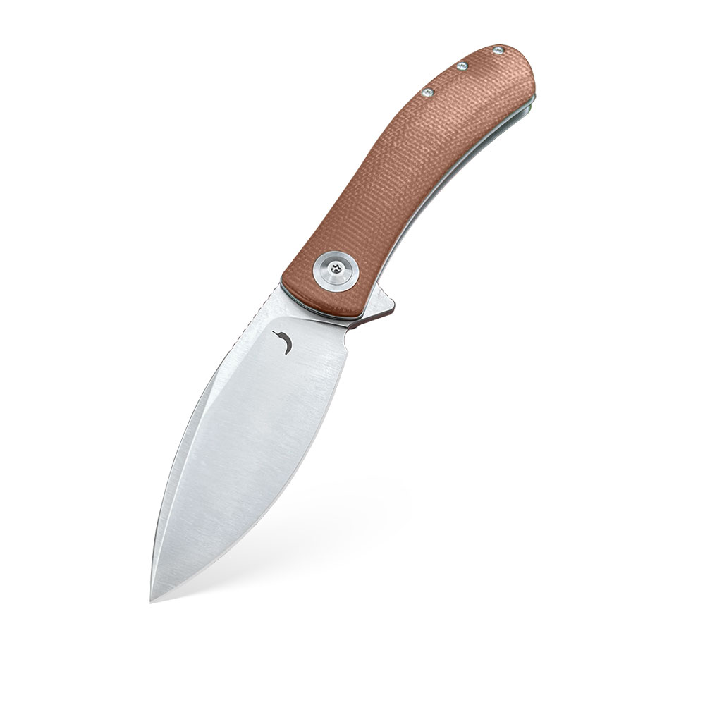 Nóż składany Trollsky Knives Mandu Double Detent Satin D2 Brown Micarta