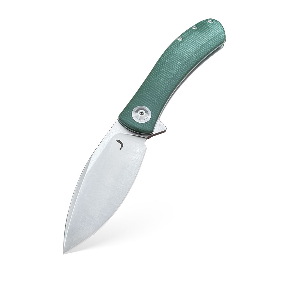 Nóż składany Trollsky Knives Mandu Double Detent Satin D2 Green Micarta