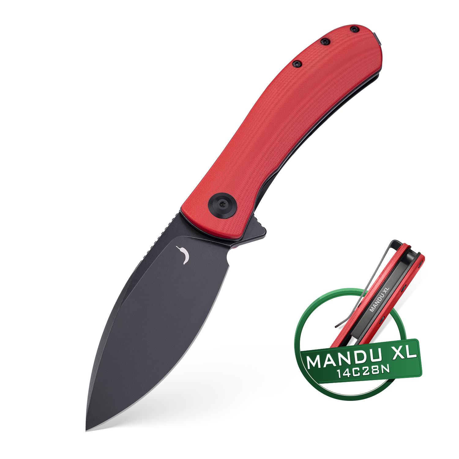 Nóż Składany Trollsky Knives Mandu XL MT021-XL Liner Lock Black 14C28N Red G10