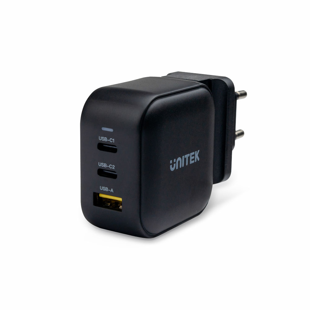 Ładowarka Unitek GaN 3 porty PD 66W QC 3.0 Czarna