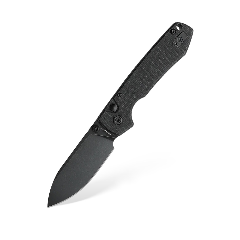 Nóż składany Vosteed Raccoon Button Lock Black 14C28N Black Micarta RC3SVM6