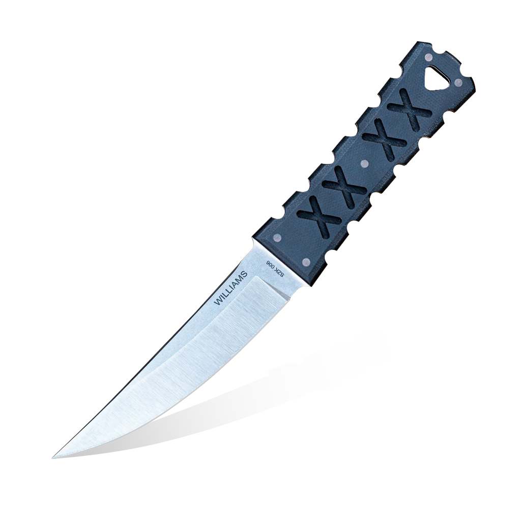 Nóż Williams Blade Design SZK 006 Shobu Zukuri Kaiken 4.5" Satin MagnaCut Double Black Canvas Micarta Black Kydex