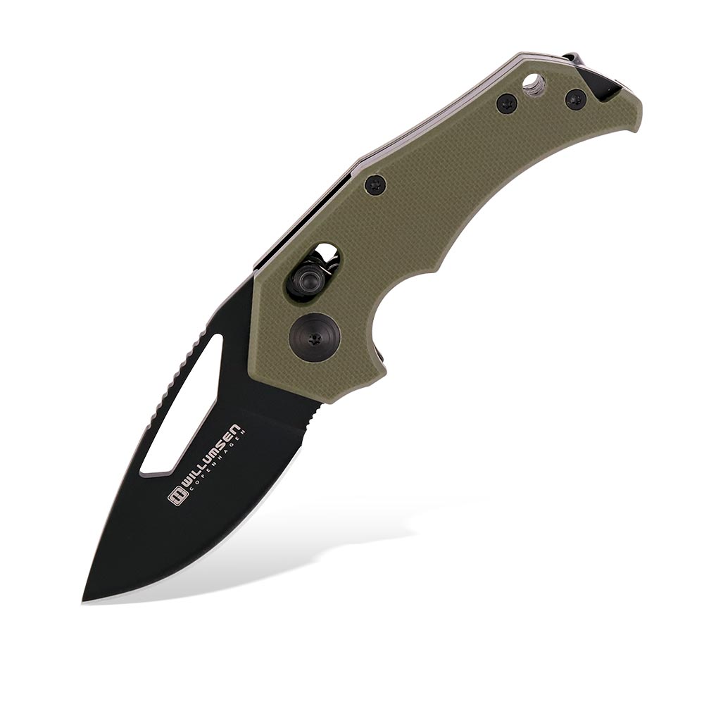 Nóż składany Willumsen Copenhagen Red E Nano Midnight Olive