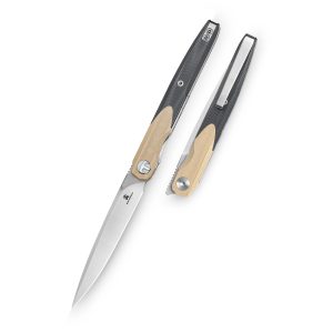 Nóż składany Bestechman Lanza BMK14B Liner Lock Satin/Stonewash 14C28N Khaki + Black G10 by Kombou