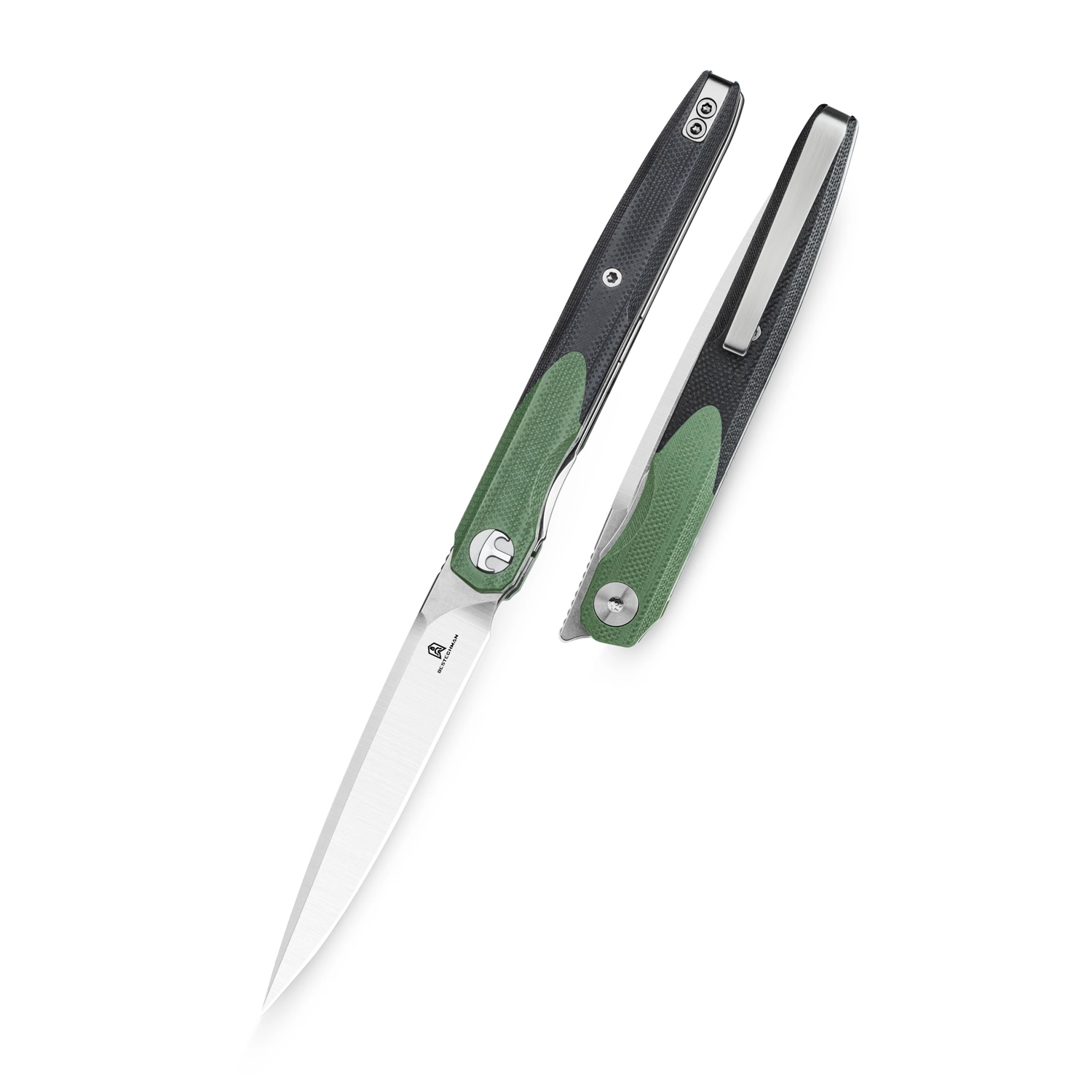 Bestechman - Lanza BMK14C_04 Nóż składany Bestechman Lanza BMK14C Liner Lock Satin/Stonewash 14C28N OD Green + Black G10 by Kombou - obrazek 1
