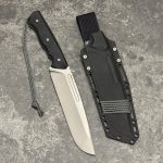 Nóż MK Knives & Tools Crowbar "Fear The Bear" Bead Blasted Elmax Black Micarta/Black G10 Black Kydex - obrazek 2