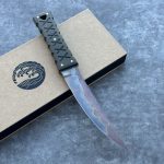 Nóż Williams Blade Design SZT 004 Shobu Zukuri Tanto 5.75" Apocalyptic RWL-34 Green Linen Micarta Black Kydex - obrazek 5